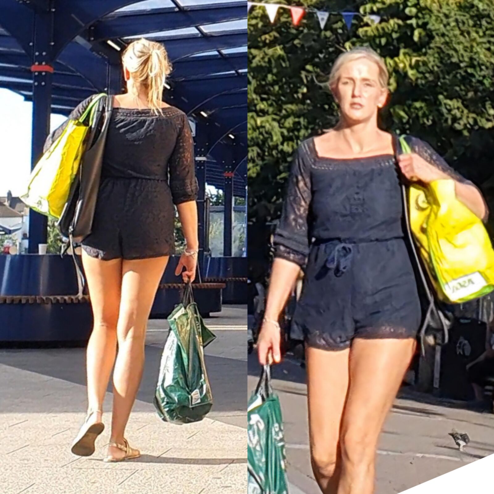 [CANDID] Blonde Milf exibe pernas longas