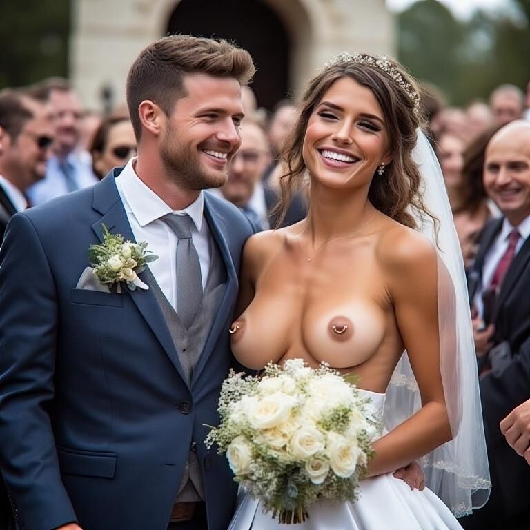 Smiling Brides with Pierced Nipples 