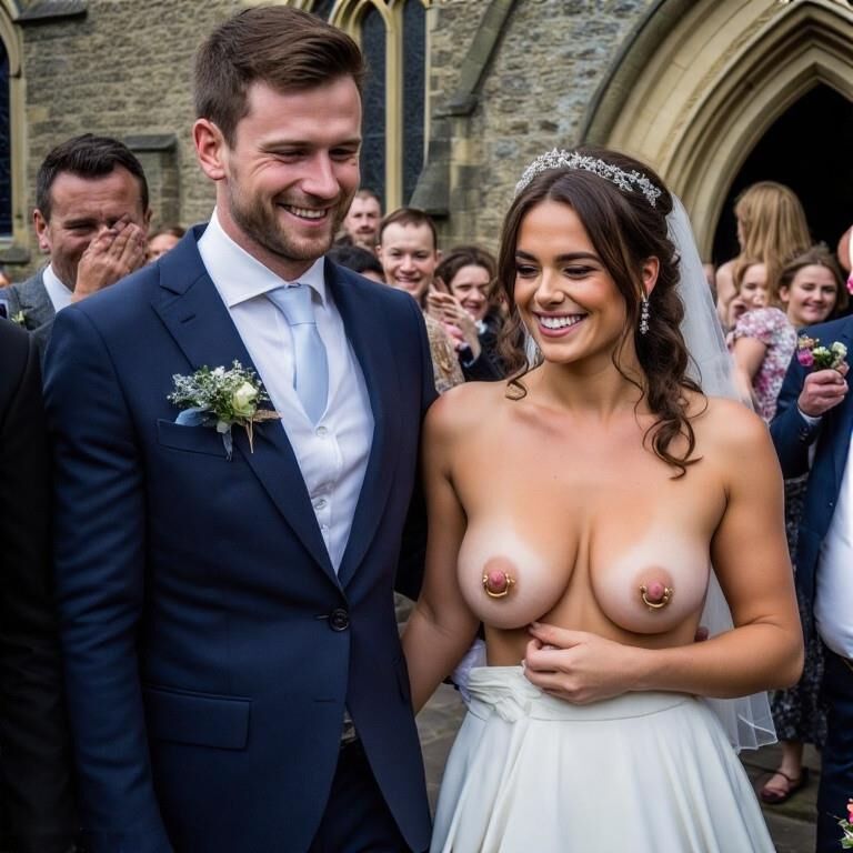 Smiling Brides with Pierced Nipples 