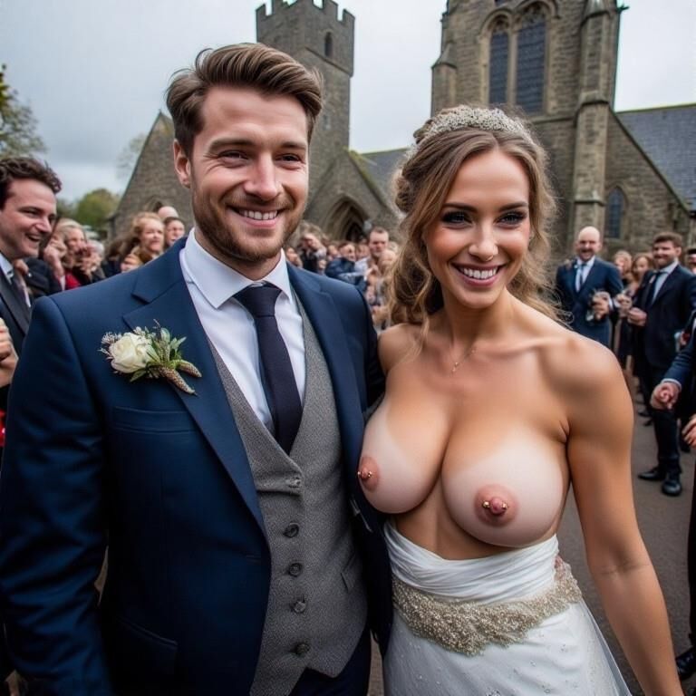 Smiling Brides with Pierced Nipples 