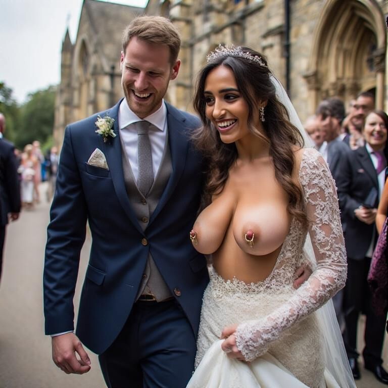 Smiling Brides with Pierced Nipples 
