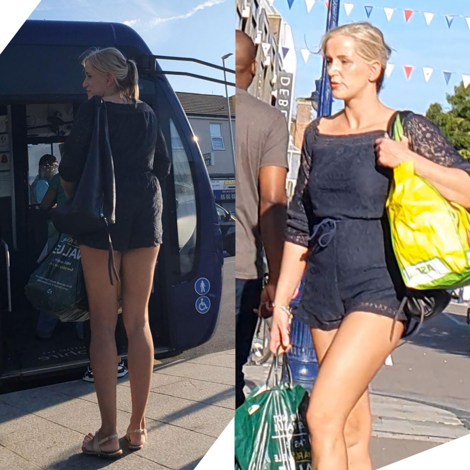 [CANDID] Blonde Milf exibe pernas longas