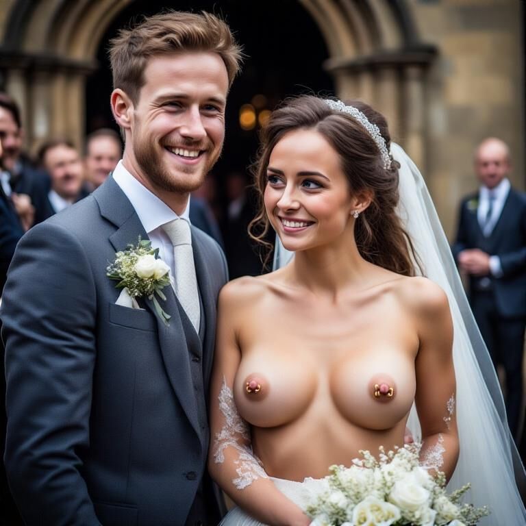 Smiling Brides with Pierced Nipples 