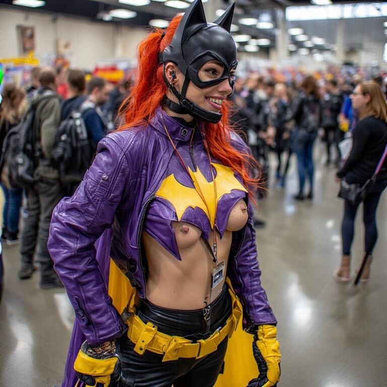 Косплей с проколотые соски на конгрессе Batgirl