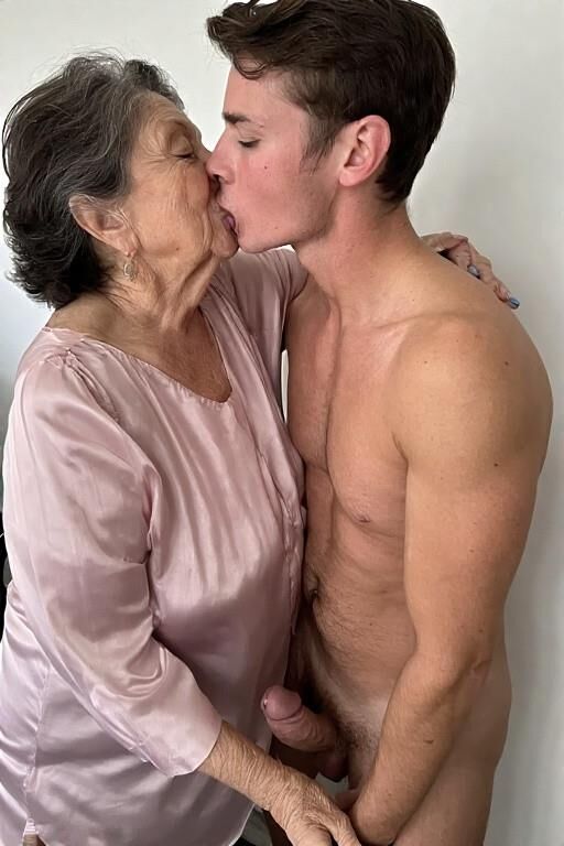 Grannies embrassant les petits-fils
