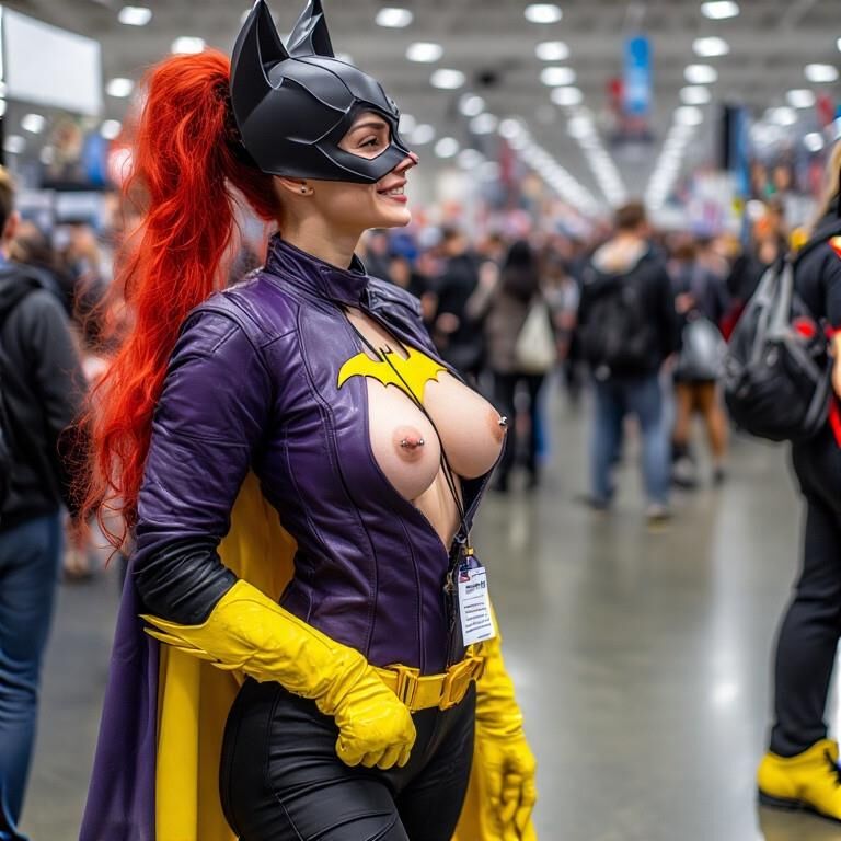Косплей с проколотые соски на конгрессе Batgirl