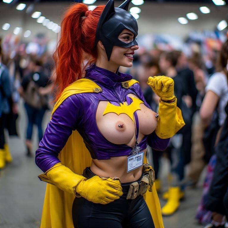 Косплей с проколотые соски на конгрессе Batgirl