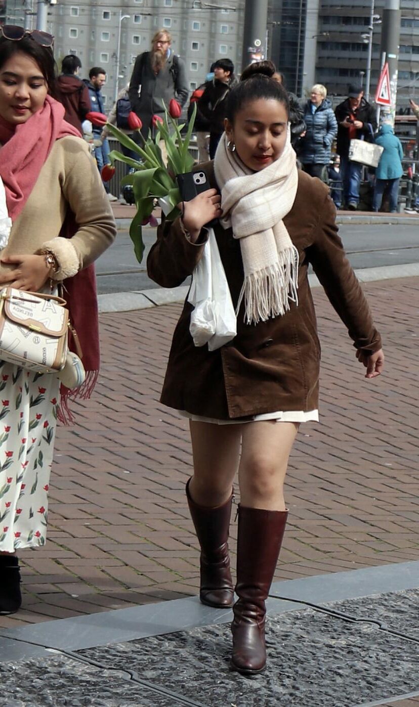 Leather and boots in public 