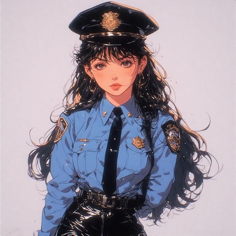 Policière asiatique en cuir AI