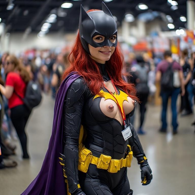 Косплей с проколотые соски на конгрессе Batgirl
