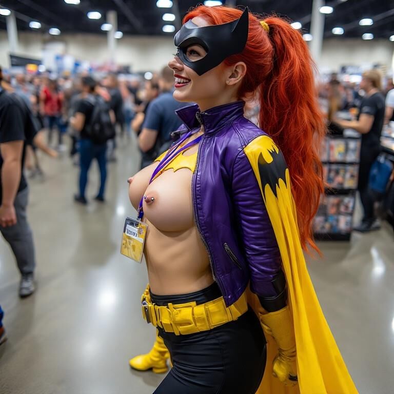 Косплей с проколотые соски на конгрессе Batgirl
