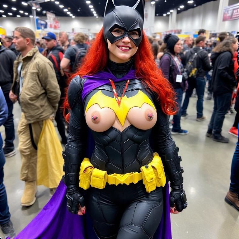 Косплей с проколотые соски на конгрессе Batgirl