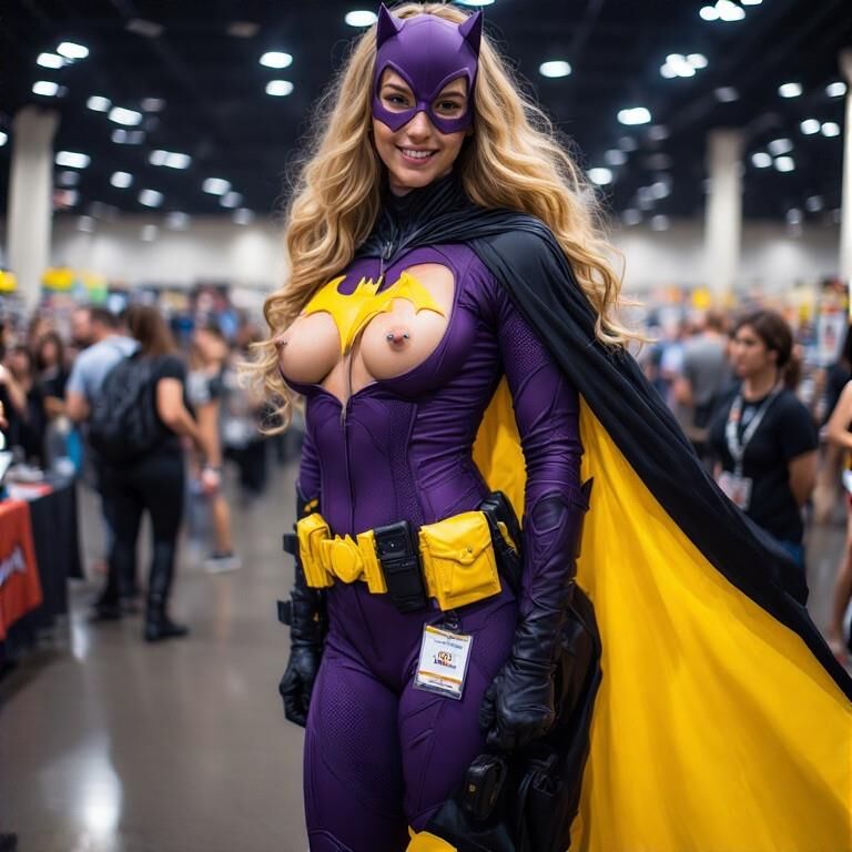 Косплей с проколотые соски на конгрессе Batgirl