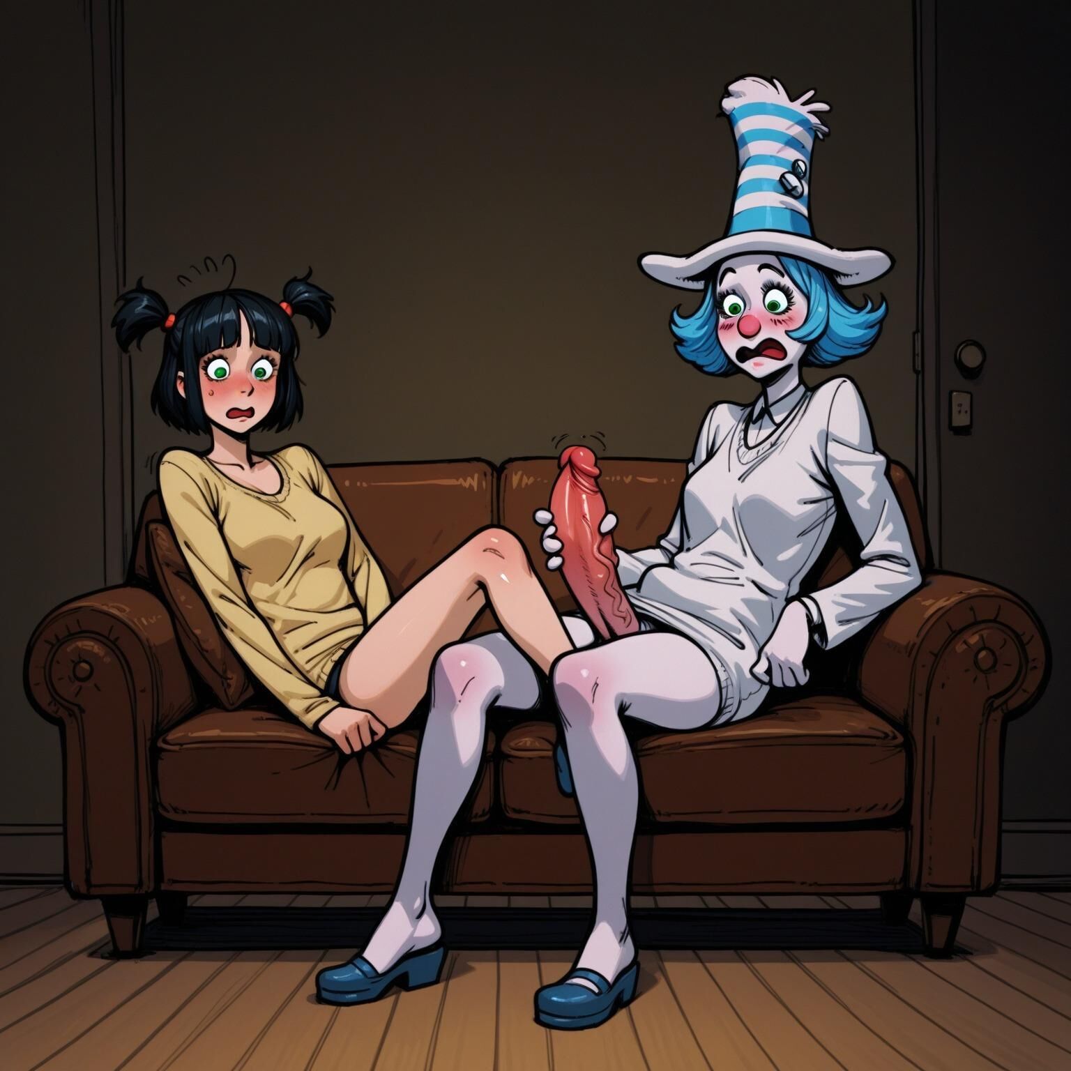 Le ruissellement et le fap sur le canapé de fuzz frizzle