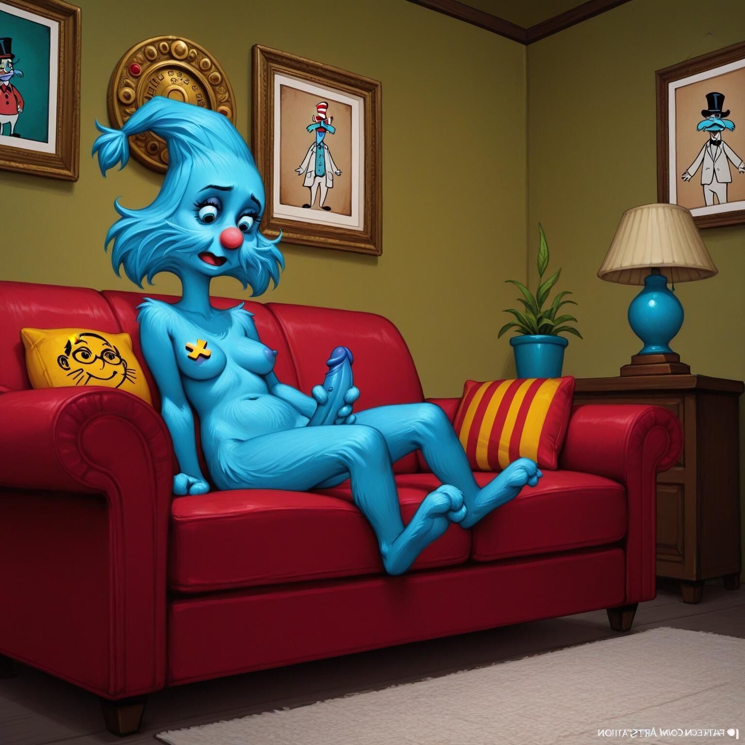 Le ruissellement et le fap sur le canapé de fuzz frizzle