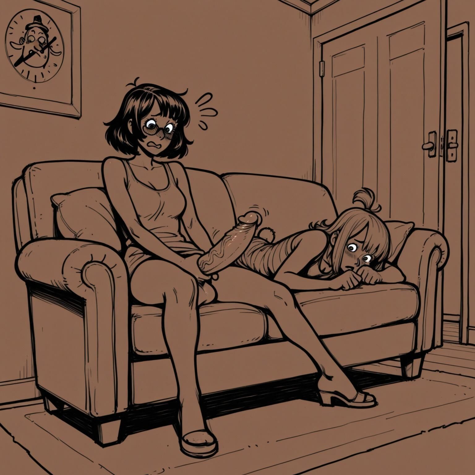 Le ruissellement et le fap sur le canapé de fuzz frizzle