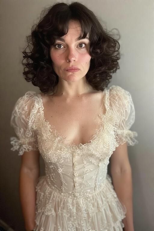 Mujeres femeninas con delicado vestido vintage