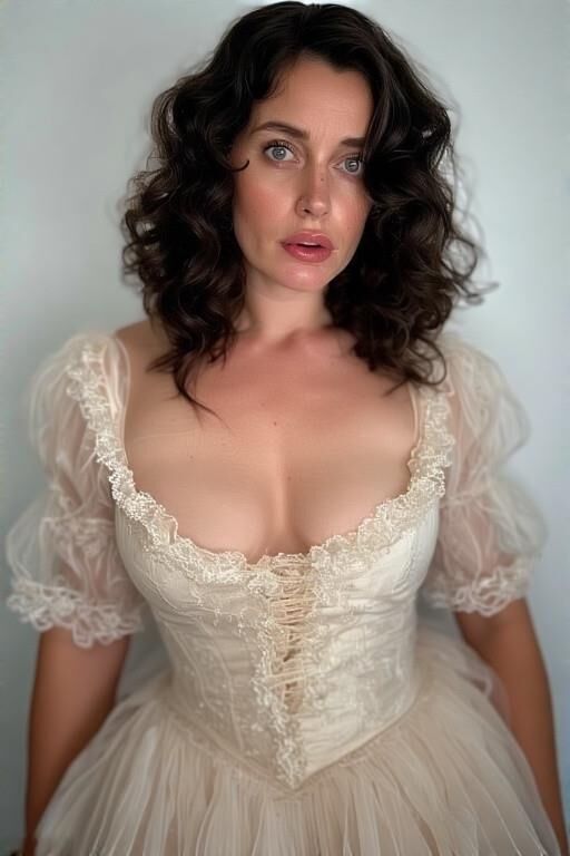 Mujeres femeninas con delicado vestido vintage