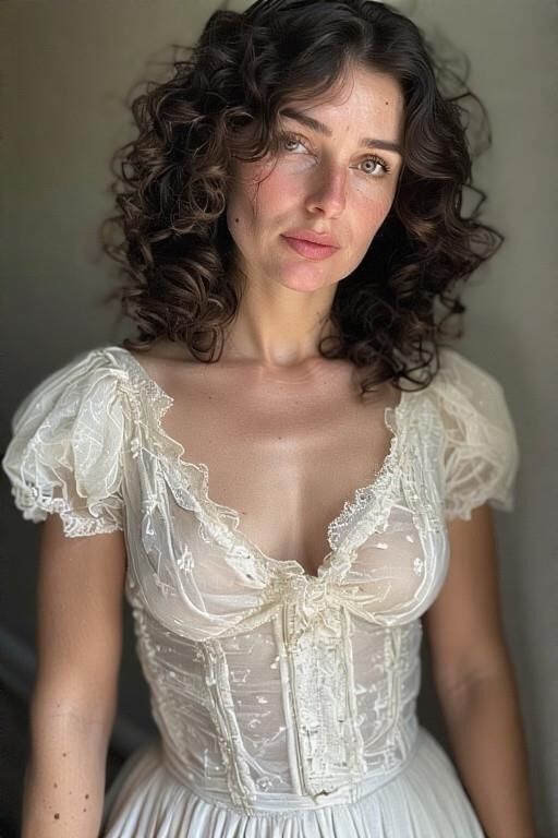 Mujeres femeninas con delicado vestido vintage