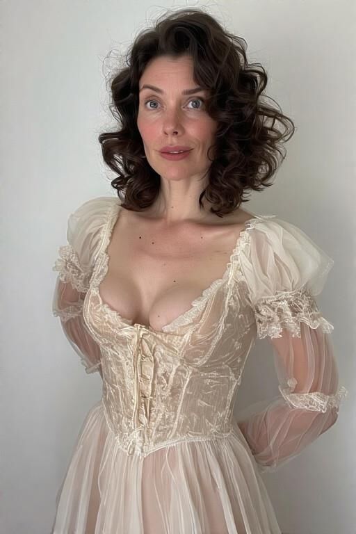Mujeres femeninas con delicado vestido vintage
