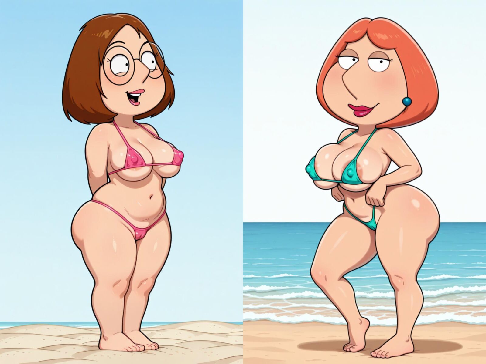 Lois und Meg am Strand