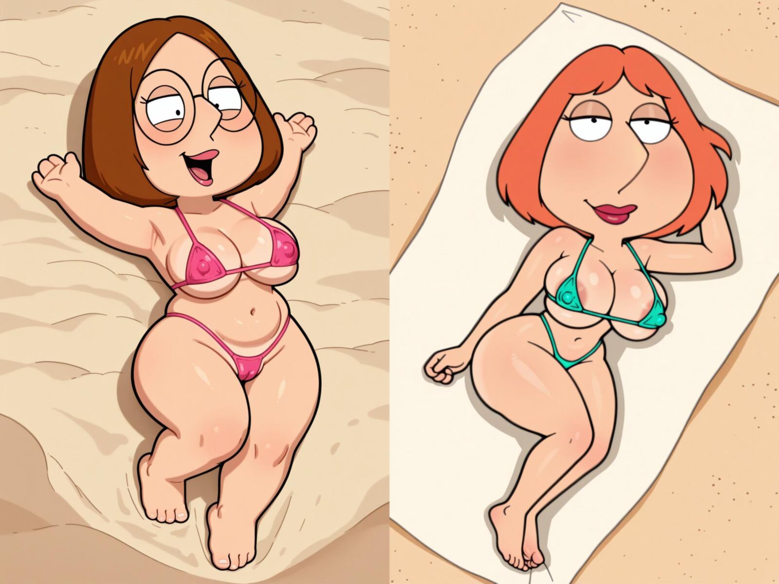 Lois und Meg am Strand