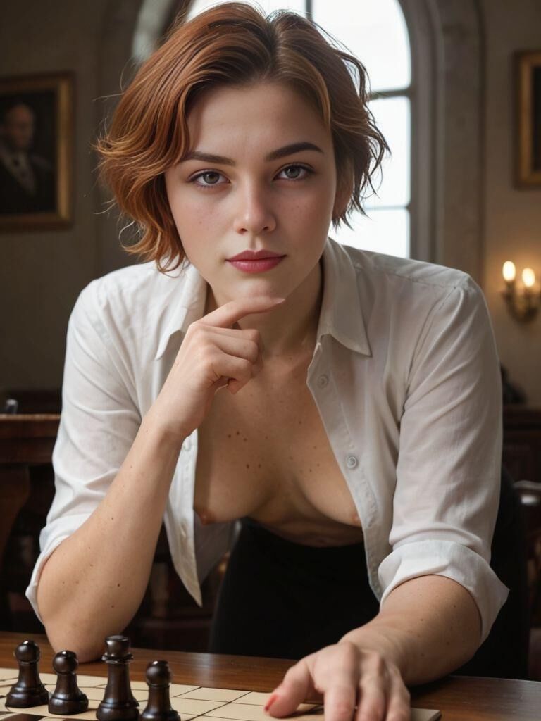 Белая рубашка Queens Gambit ....
