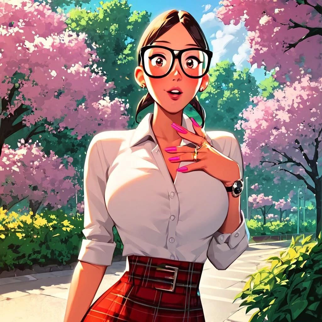 Linda chica de dibujos animados nerd follando