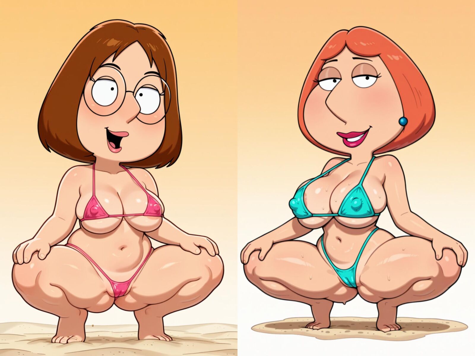 Lois und Meg am Strand