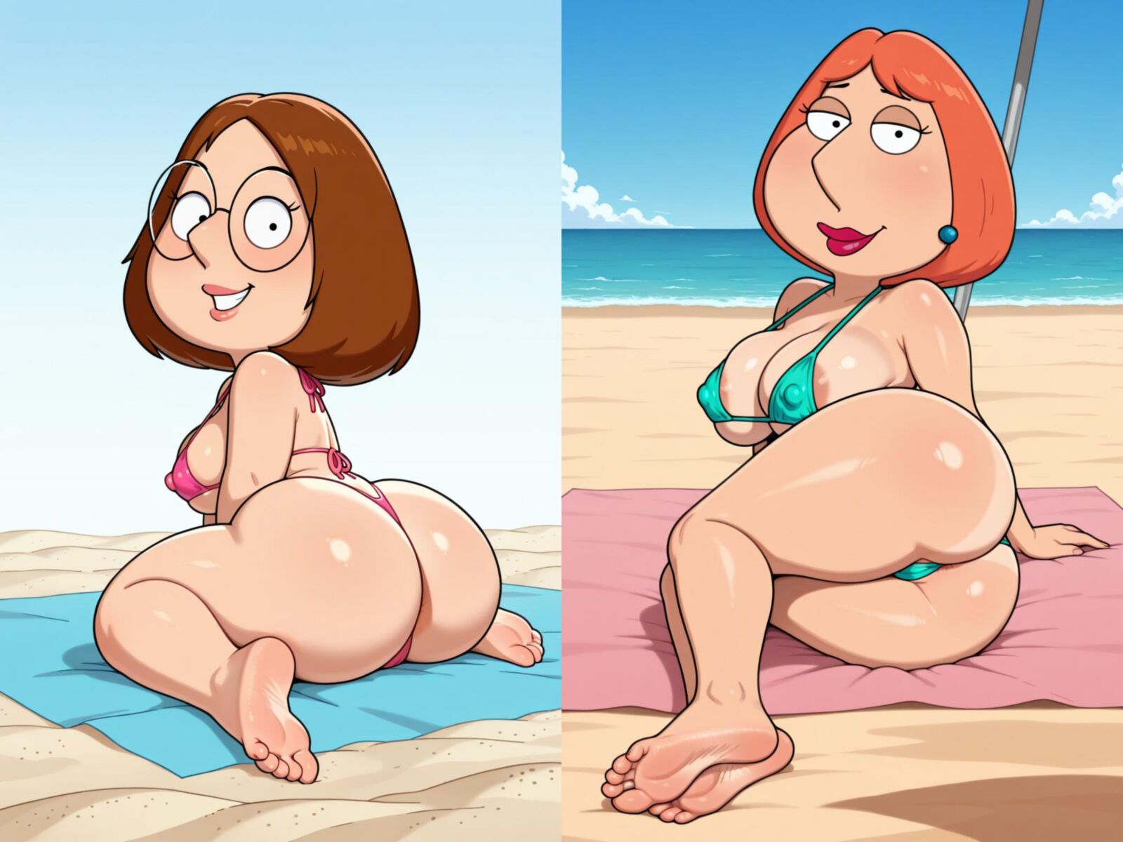 Lois und Meg am Strand