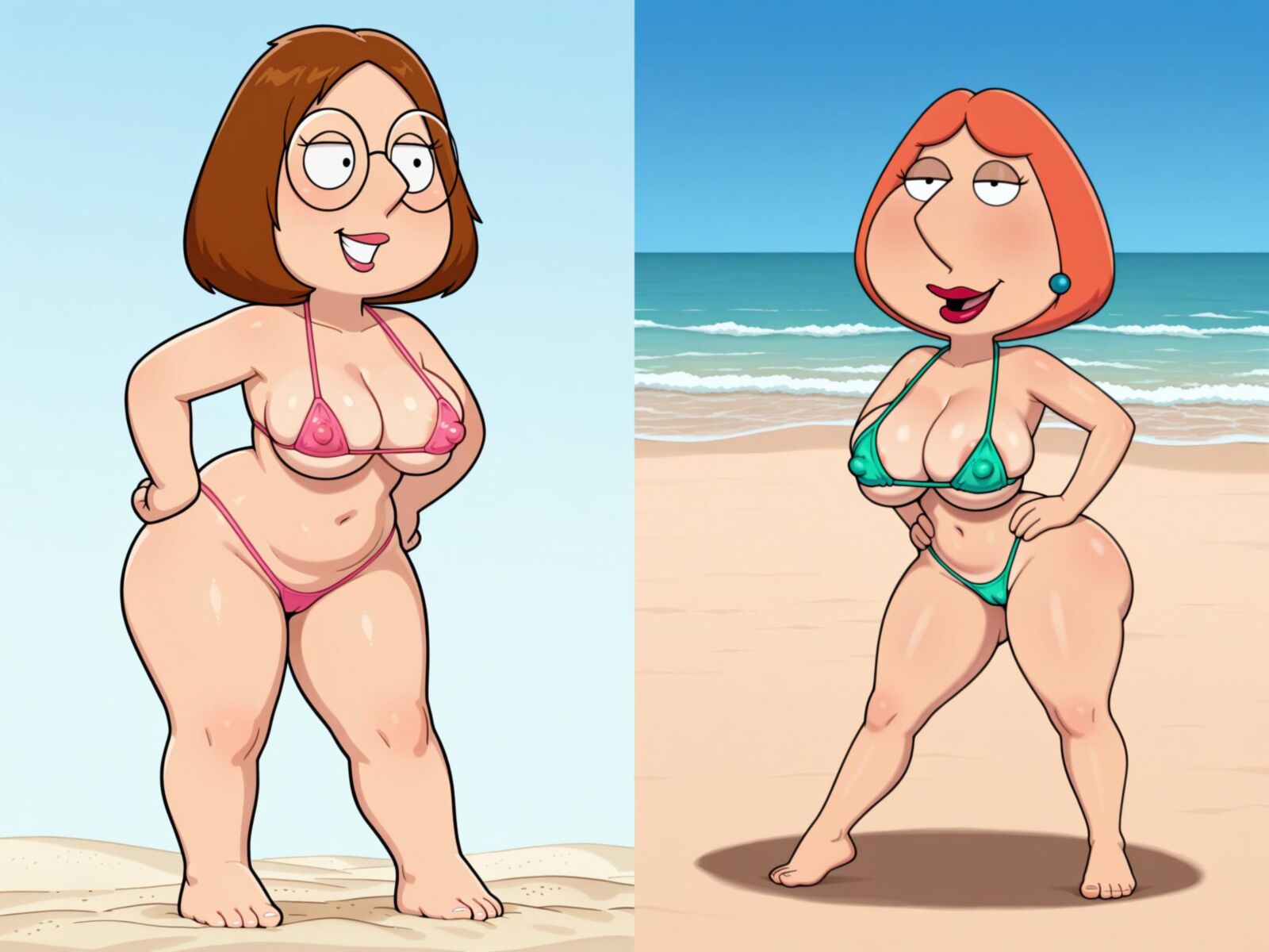 Lois und Meg am Strand