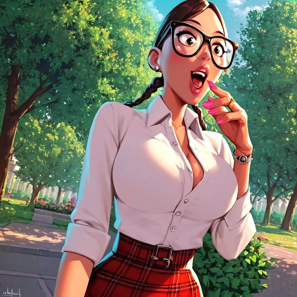 Linda chica de dibujos animados nerd follando