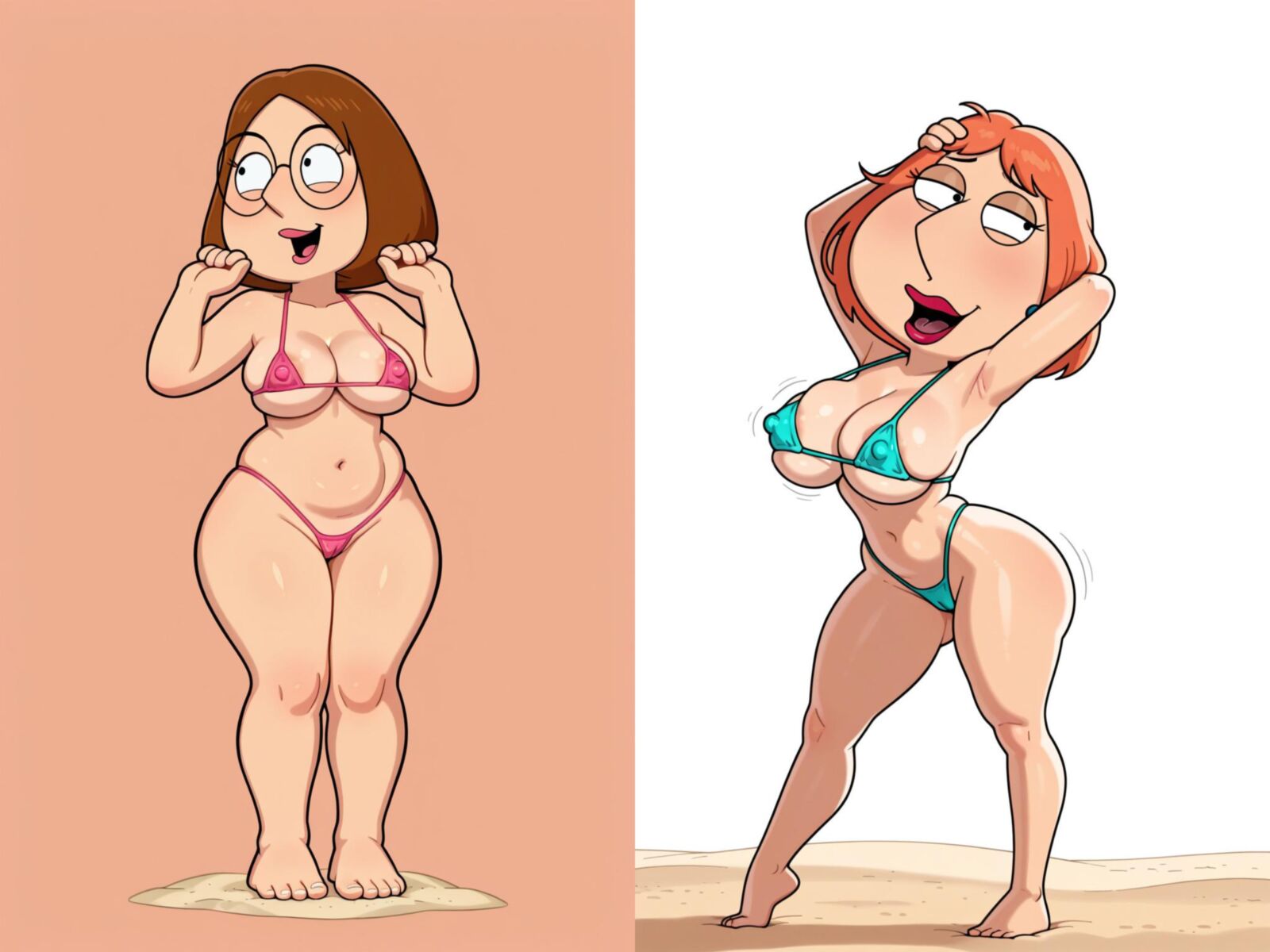 Lois und Meg am Strand