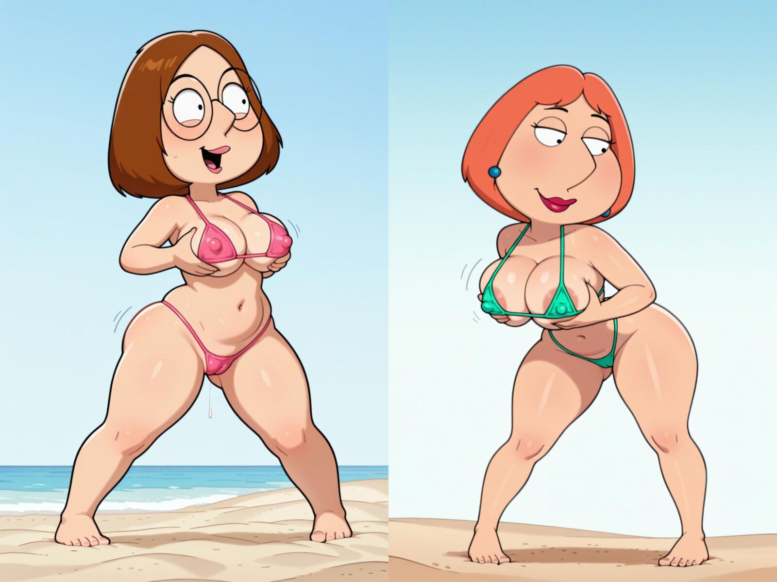 Lois und Meg am Strand