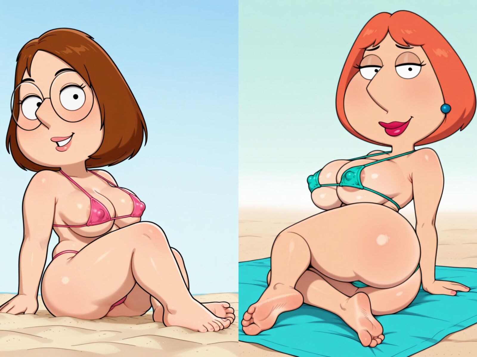 Lois und Meg am Strand