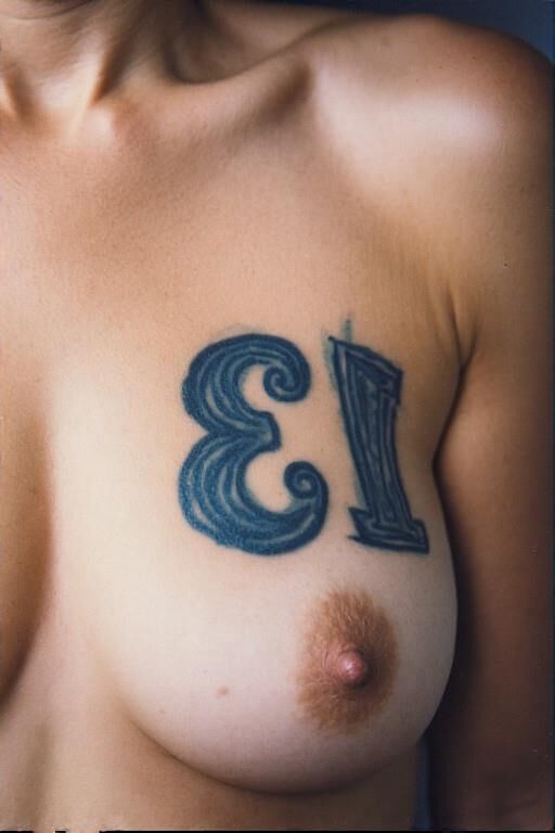 Gotta tattooed tit say number 