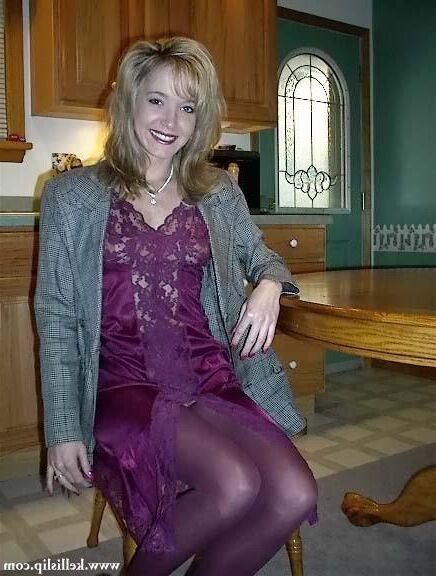 Kelli Unknown set Grey suit, purple full slip