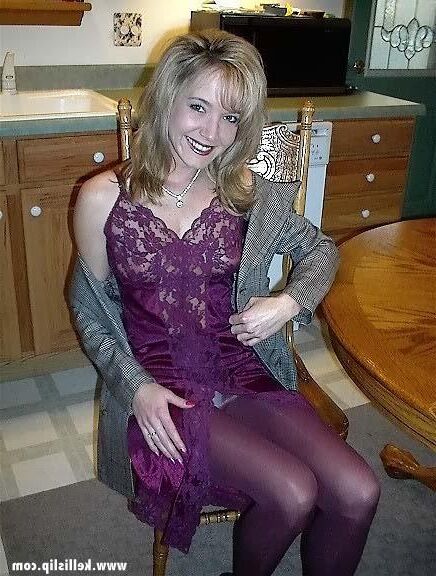 Kelli Unknown set Grey suit, purple full slip