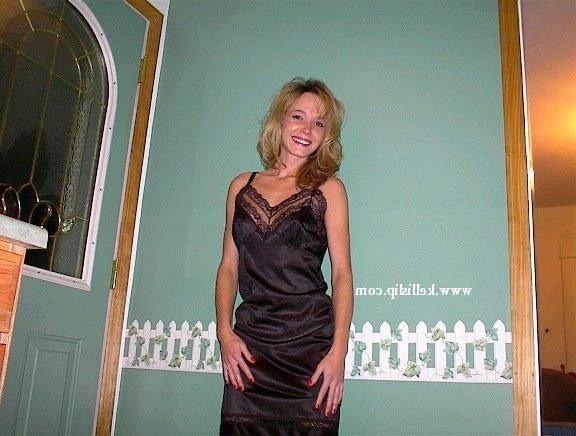 Unknown Set Red Dress, Black Full Slip in Kitchen