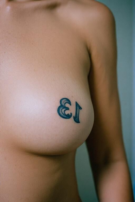Gotta tattooed tit say number 