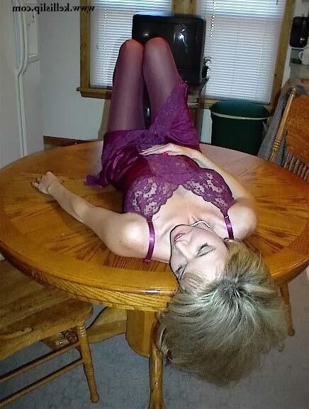 Kelli Unknown set Grey suit, purple full slip