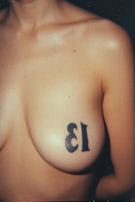 Gotta tattooed tit say number 