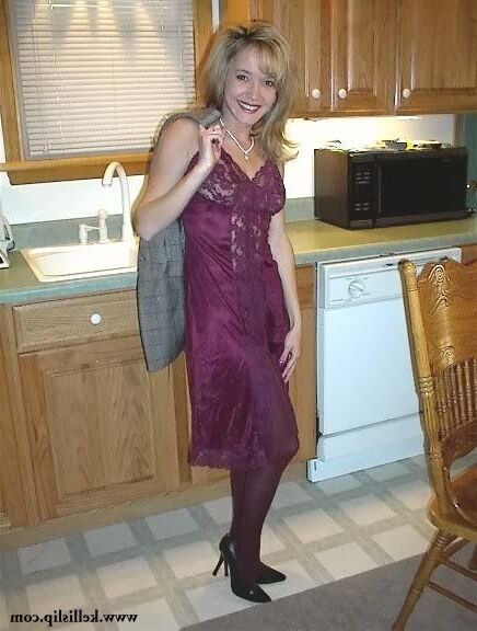 Kelli Unknown set Grey suit, purple full slip