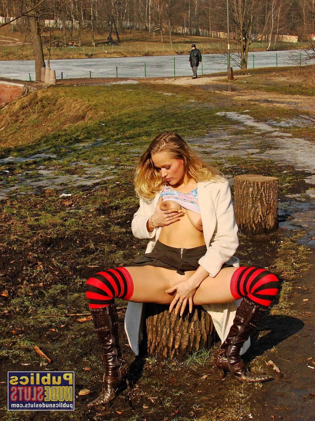 Susanna Beautiful Blonde Russian Flasher Shows Off Her Hot Pussy