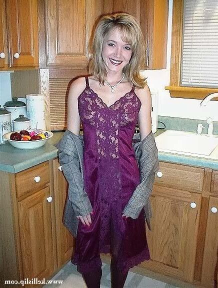 Kelli Unknown set Grey suit, purple full slip