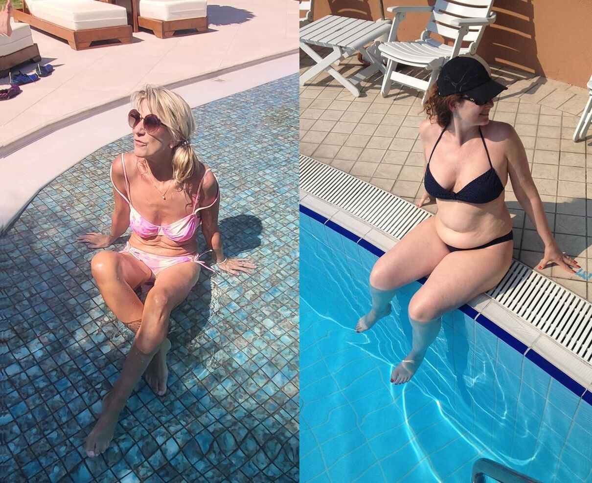 Sabine o Heike vs Sina comparação Altfotzen Hure Arsch Butt como