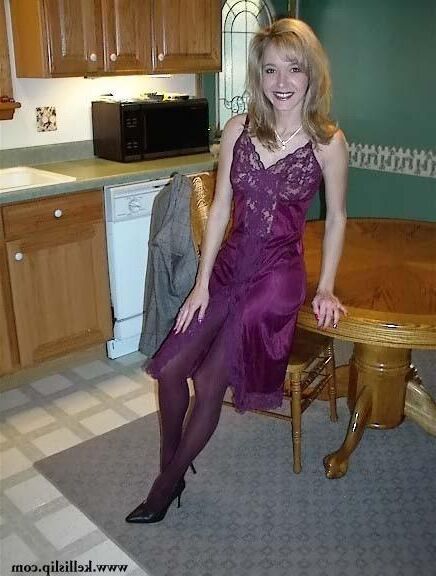 Kelli Unknown set Grey suit, purple full slip