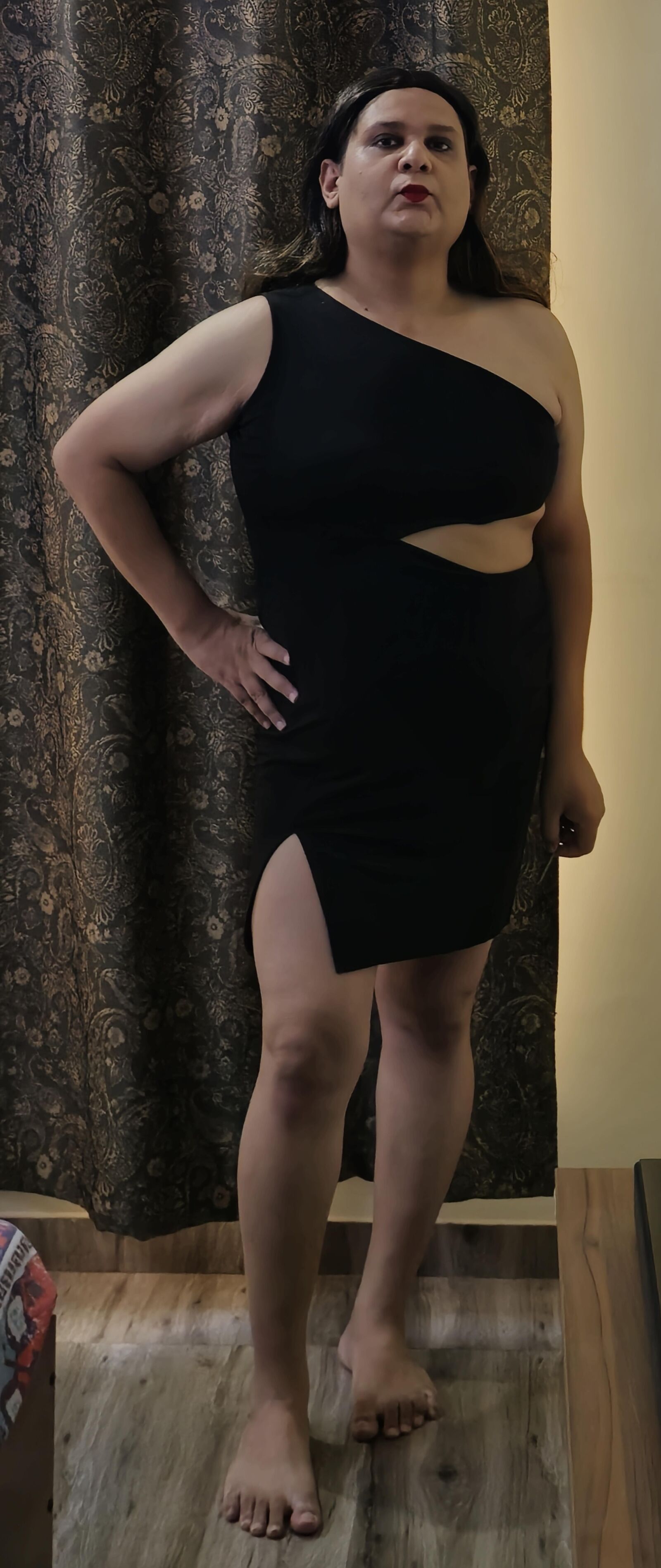 brunette shemale monica m in black dress s