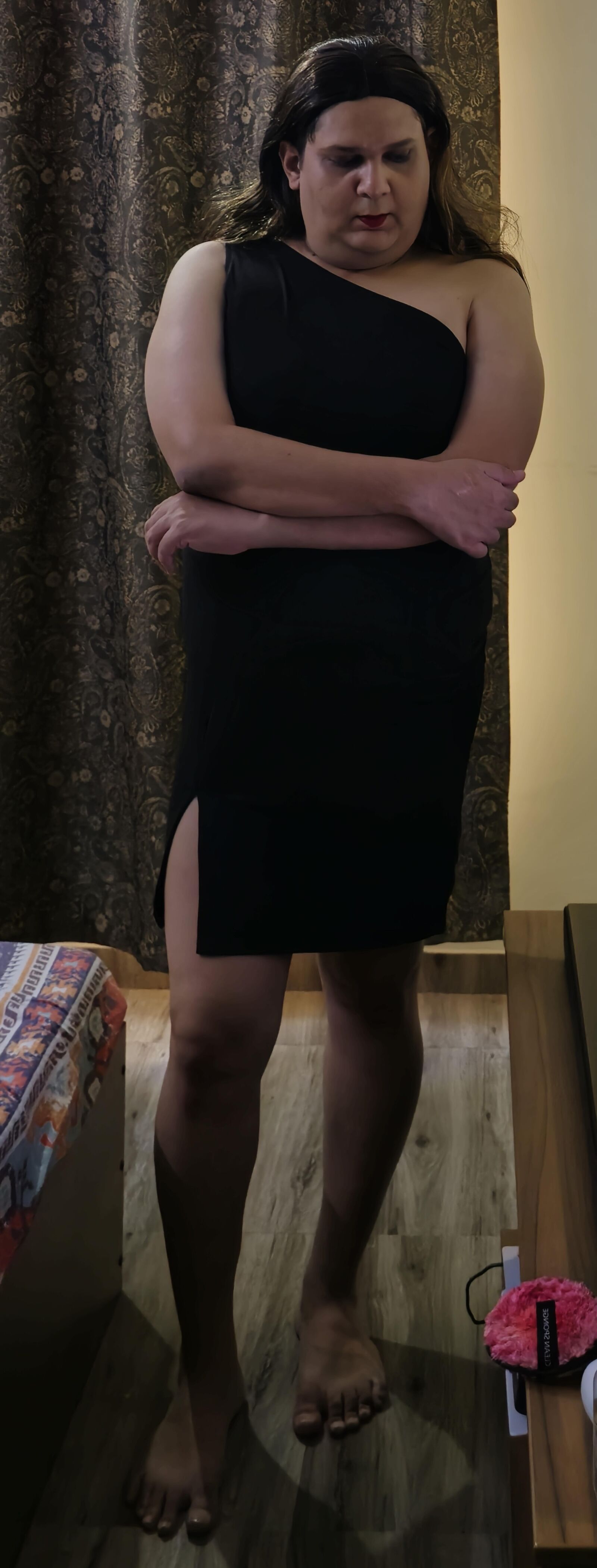 brunette shemale monica m in black dress s