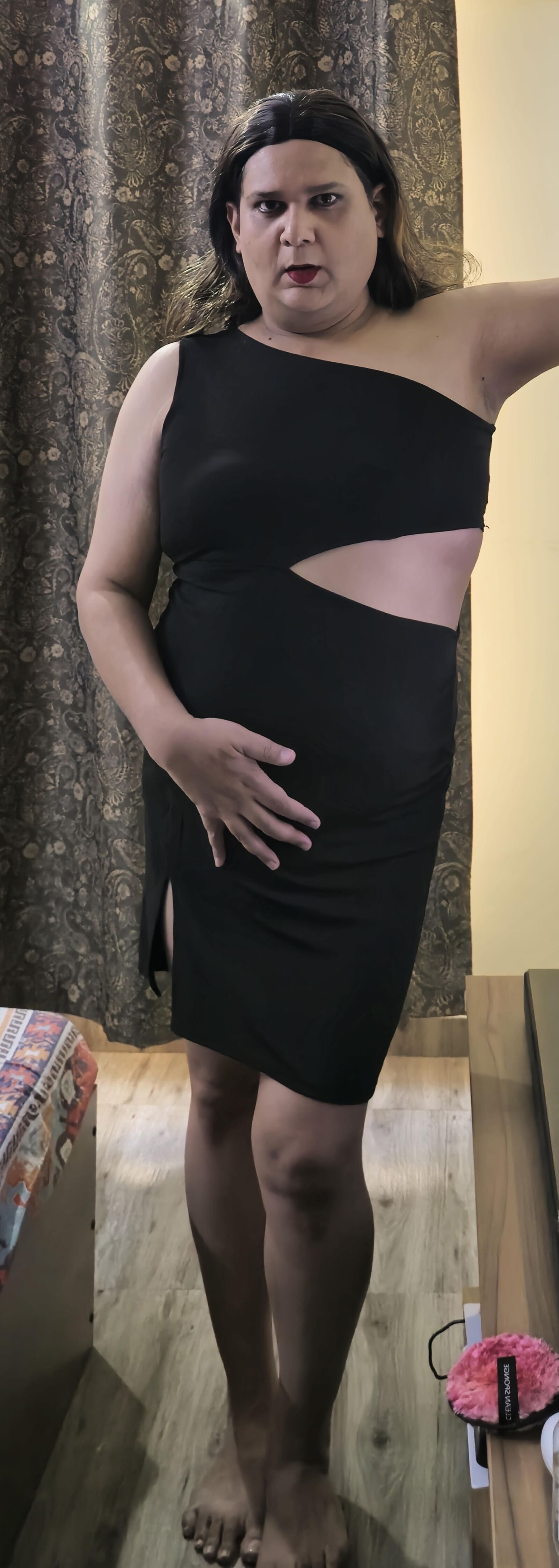 brunette shemale monica m in black dress s